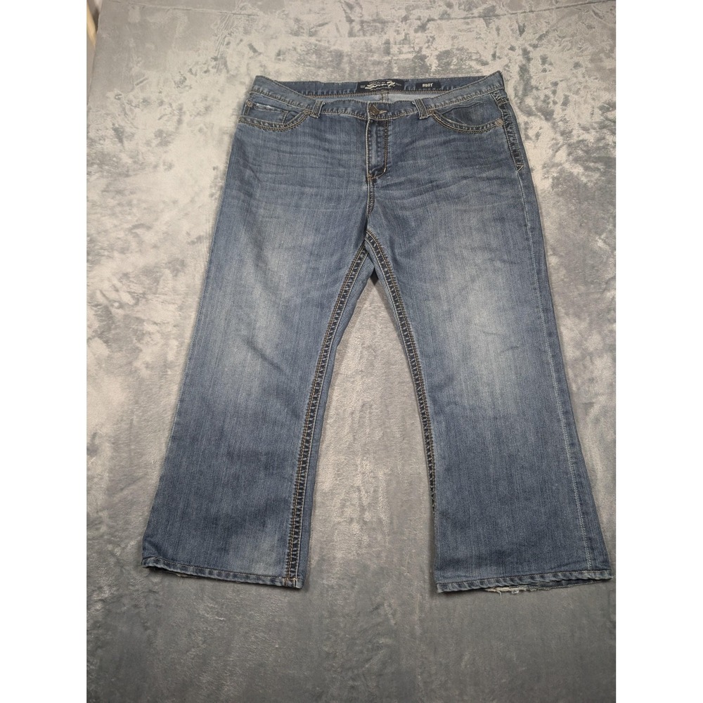 Seven7 Jeans Mens 40x32 Light Wash Blue Boot Bootcut Denim Flap Back Pockets